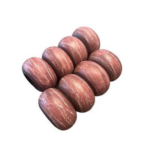 Set Of 8 Pink Wooden Napkin Rings